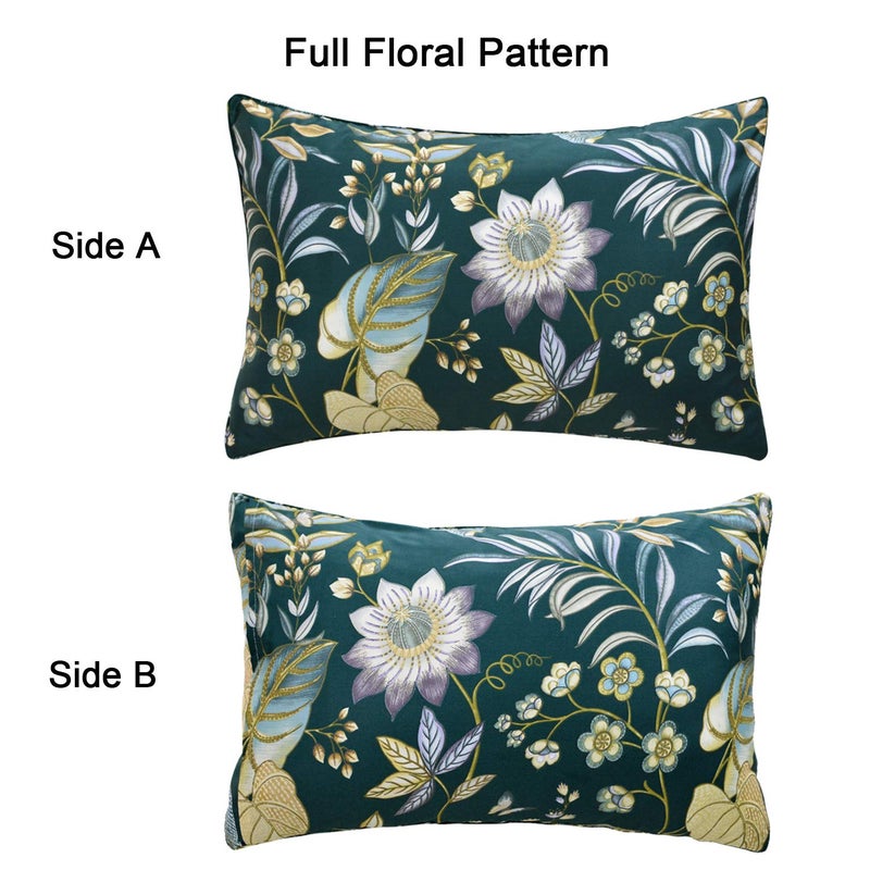 FADFAY Sheets Set King Teal Elegant Floral Bedding Tropical Plam Leave Sunflower Bedding 800 Thread Count Luxury Summer Sheets 100% Egyptian Cotton Deep Pocket Bed Sheets Set, 4 Pieces-King Size - Image 5